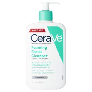 CeraVe Foaming Facial Cleanser | Each day Wash for Oily Pores and skin with Hyaluronic Acid, Ceramides, and Niacinamide | Unscented | 16 Fl Oz