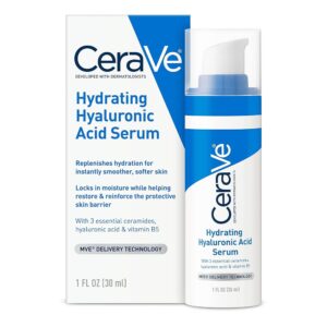 Cerave Hyaluronic Acid Facial Serum with Vitamin B5 and Ceramides | Moisturizing Serum for Dry Pores and skin | Unscented | 1 Ounce