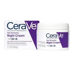 CeraVe Pores and skin Renewing Night time Cream | Face Moisturizer with Niacinamide, Peptide Complicated, and Hyaluronic Acid | 1.7 oz, Packaging Might Range