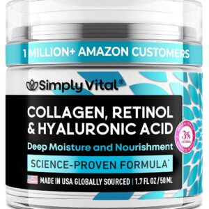 SimplyVital Anti-Getting old Cream with Collagen, Retinol & Hyaluronic Acid – Every day Moisturizer for Face, Neck & Décolleté – 1.7 fl. oz. – Made within the USA