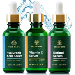 Tree of Life Facial Pores and skin Care Set: Brightening, Firming, and Hydrating Options for Dry Pores and skin – Dermatologist-Examined Trio Energy Equipment with Vitamin C, Retinol, and Hyaluronic Acid…