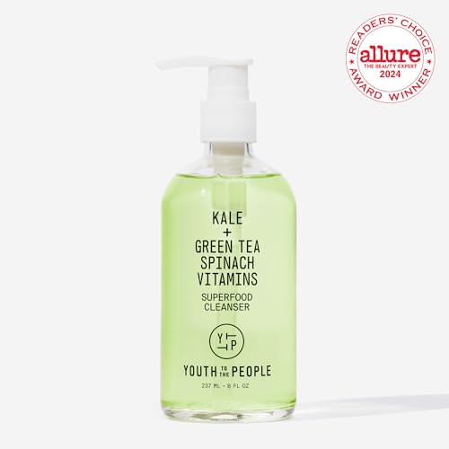 Youth To The Individuals Superfood Facial Cleanser - Kale and Inexperienced Tea Components - Mild Face Wash, Make-up Remover, and Pore Minimizer for All Pores and skin Varieties - Vegan-Pleasant